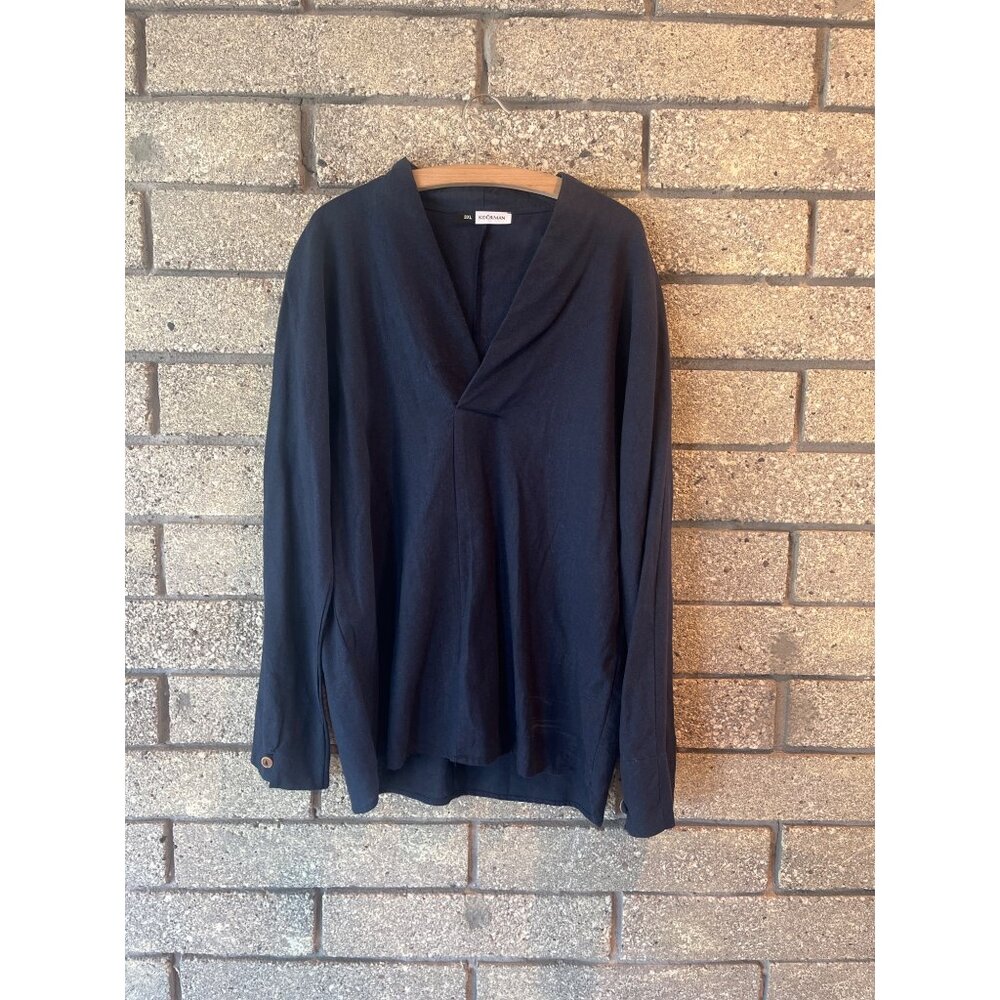 Kidōriman Navy Long-Sleeve Lightweight Shirt 3XL With Unique Collar & Button Cuf